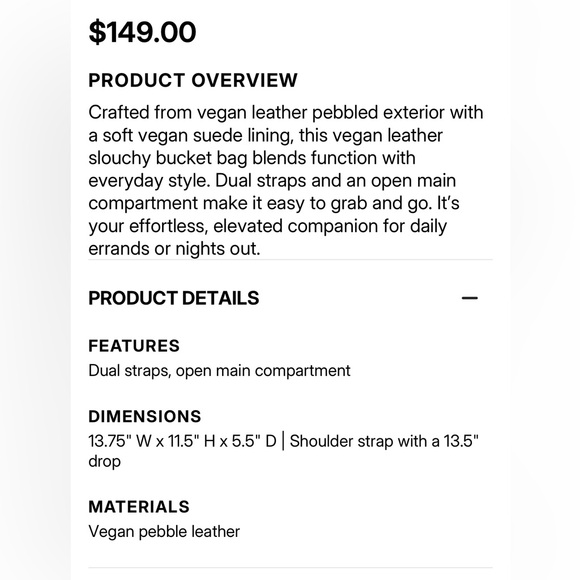 NEW🤎8 Other Reasons Vegan Leather Slouchy Bucket Bag $149 - Picture 11 of 11